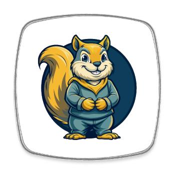 Squirrel Kawaii Mascot Cartoon Clipart Logo Badge - Square fridge magnet - white - Front