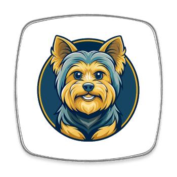 Yorkshire Terrier Hund Kawaii Cartoon Clipart Logo - Viereckiger Kühlschrankmagnet - Weiß - Vorne