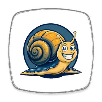 Snail Kawaii Maskottchen Cartoon-Charakter-Clipart-Logo - Viereckiger Kühlschrankmagnet - Weiß - Vorne