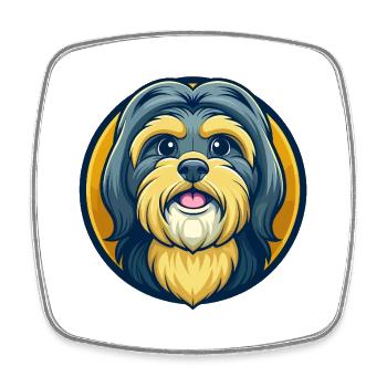 Shih Tzu Hund Kawaii Maskottchen Cartoon Clipart Logo - Viereckiger Kühlschrankmagnet - Weiß - Vorne