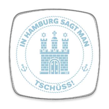 In Hamburg Sagt Man Tschüss! (Abschied / Sky Blue) - Viereckiger Kühlschrankmagnet - Weiß - Vorne