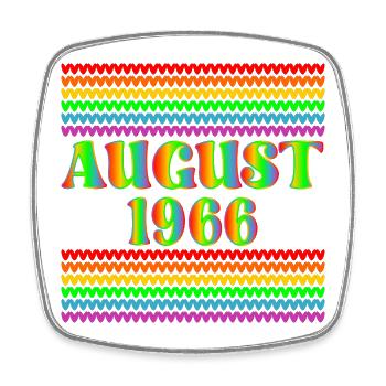 Geburtstag August 1966 - Regenbogen - Viereckiger Kühlschrankmagnet - Weiß - Vorne
