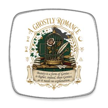 Oscar Wilde Quote - Gothic Dark Academia Rose Art - Square fridge magnet - white - Front