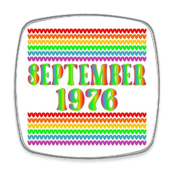 September 1976, 50. Geburtstag Regenbogen - Viereckiger Kühlschrankmagnet - Weiß - Vorne