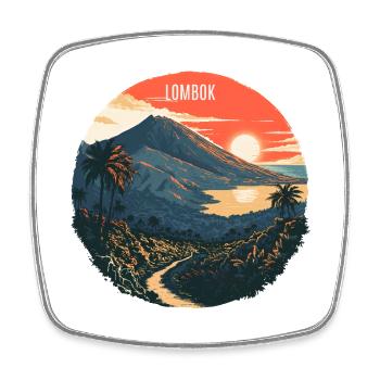 Lombok Volcanic Landscape Sunset - Square fridge magnet - white - Front