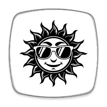 Sun with sunglasses - Square fridge magnet - white - Front