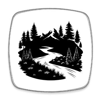 Flusslandschaft - Viereckiger Kühlschrankmagnet - Weiß - Vorne