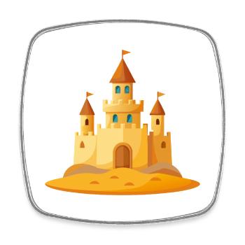 Château de sable - Magnet carré - blanc - Devant