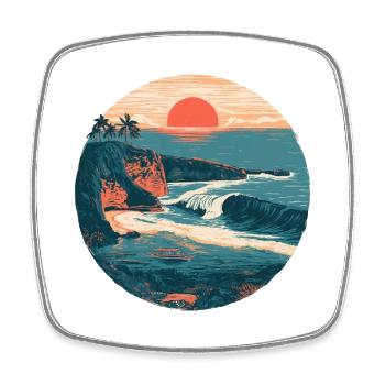 Sunset Coast Rétro - Magnet carré - blanc - Devant