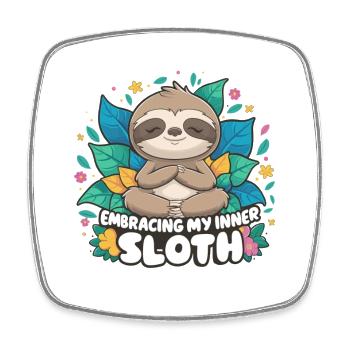 Mein Inner_Sloth umarmen - Viereckiger Kühlschrankmagnet - Weiß - Vorne