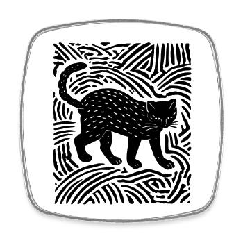 Psychedelische Schwarze Katze - Viereckiger Kühlschrankmagnet - Weiß - Vorne