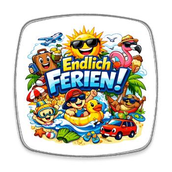Endlich Ferien! - Viereckiger Kühlschrankmagnet - Weiß - Vorne
