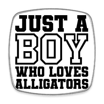 Just A Boy Who Loves Alligators – Alligator Fan De - Square fridge magnet - white - Front