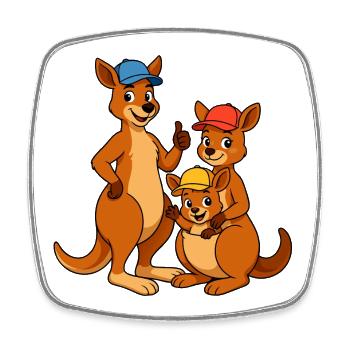 Känguru Familie - Viereckiger Kühlschrankmagnet - Weiß - Vorne