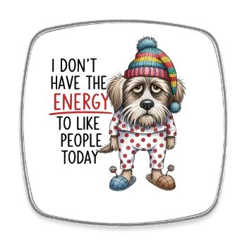 Funny Sleepy Dog Design - Square fridge magnet - white - Front