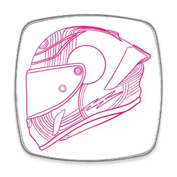 Neon Pink Helmet - Visor - Square fridge magnet - white - Front