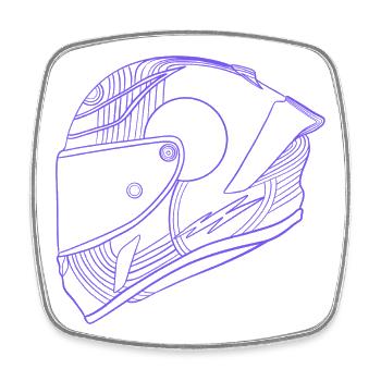 Neon Purple Helmet - Visor - Square fridge magnet - white - Front