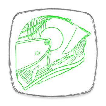 Neon Grün Helm - Visier  - Viereckiger Kühlschrankmagnet - Weiß - Vorne