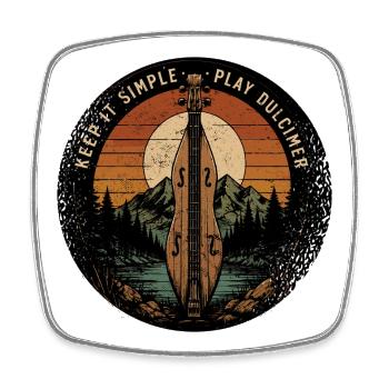 dulcimer dulcimer musician plucked instrument - Square fridge magnet - white - Front