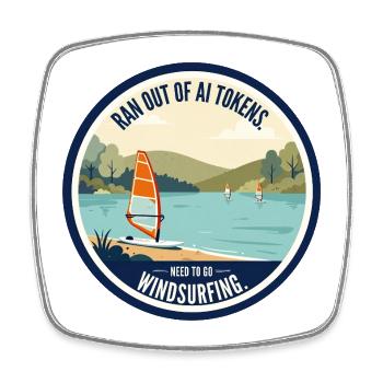 AI Humor - Windsurfing - Square fridge magnet - white - Front