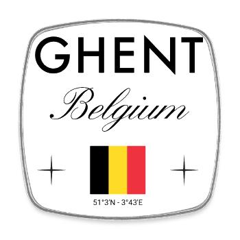 Gent Belgien Koordinaten Reise Souvenir - Viereckiger Kühlschrankmagnet - Weiß - Vorne