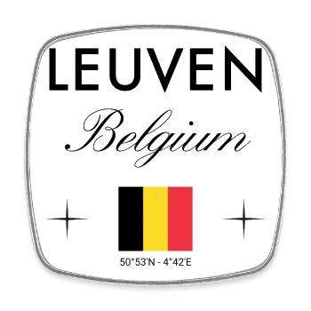 Leuven Belgien Koordinaten Reise Souvenir - Viereckiger Kühlschrankmagnet - Weiß - Vorne