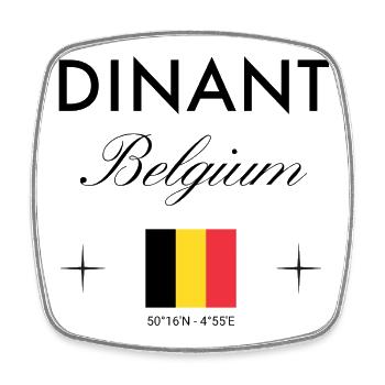 Dinant, Belgium, coordinates, travel, souvenir - Square fridge magnet - white - Front