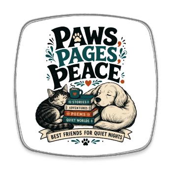 Books Pets Cat Dog Gift for Readers - Square fridge magnet - white - Front