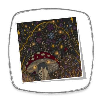 Foto mystischer Pilz Illustration - Viereckiger Kühlschrankmagnet - Weiß - Vorne