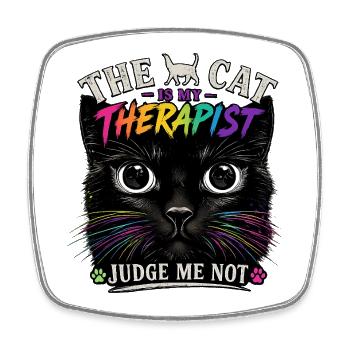Cat Therapy: Colorful Paw Dreams - Square fridge magnet - white - Front