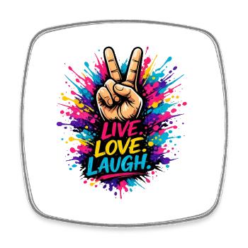 Peace Color Splash – Live Love Laugh - Viereckiger Kühlschrankmagnet - Weiß - Vorne