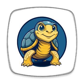 Mascotte de la Tortue Kawaii Logo clipart Logo - Magnet carré - blanc - Devant