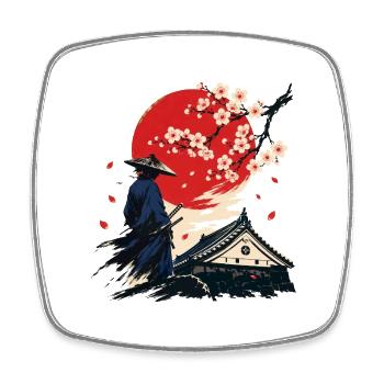 Samurai unter dem Karmesinroten Mond - Viereckiger Kühlschrankmagnet - Weiß - Vorne