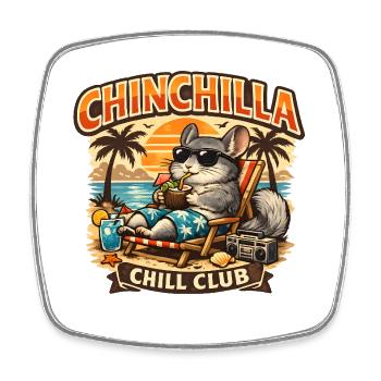 Chinchilla Chill Club | Funny Retro Shirt - Square fridge magnet - white - Front