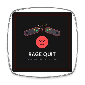 Rage Quit – Gamer Humoristique - Magnet carré - blanc - Devant