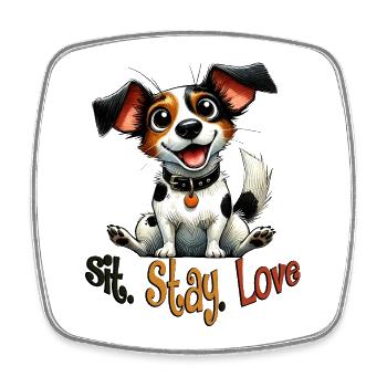 Sitz Bleib Liebe Jack Russell Welpenleben - Viereckiger Kühlschrankmagnet - Weiß - Vorne