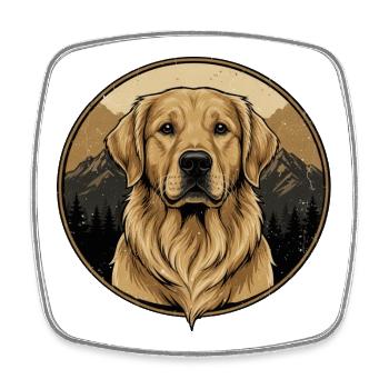 Golden Retriever Mountain Silhouette Vintage Dog Desi - Magnet carré - blanc - Devant