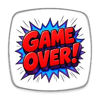 Déclaration de game over dans les comics Pop Art - Magnet carré - blanc - Devant