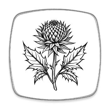 Fleur de chardon - Magnet carré - blanc - Devant