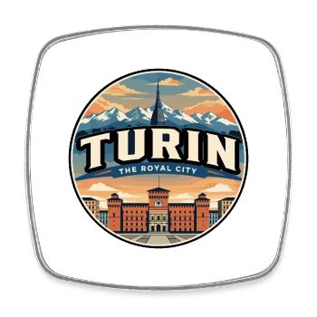 Retro Turiner Alpen Piazza Castello Abzeichen - Viereckiger Kühlschrankmagnet - Weiß - Vorne