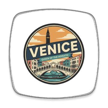 Retro Venice Rialto Bridge Gondelabzeichen - Viereckiger Kühlschrankmagnet - Weiß - Vorne