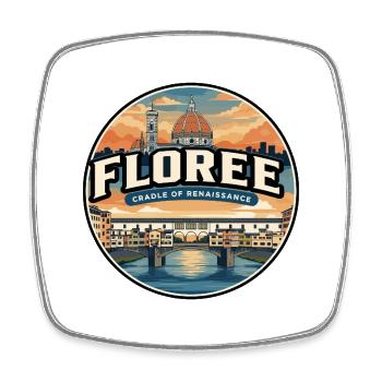 Insigne rétro Florence Duomo Arno River - Magnet carré - blanc - Devant