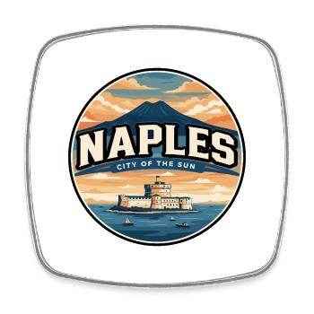 Insigne rétro du mont Vésuve de Naples - Magnet carré - blanc - Devant