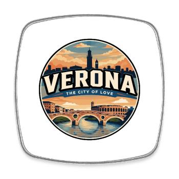 Retro Verona Roman Arena Reiseabzeichen - Viereckiger Kühlschrankmagnet - Weiß - Vorne