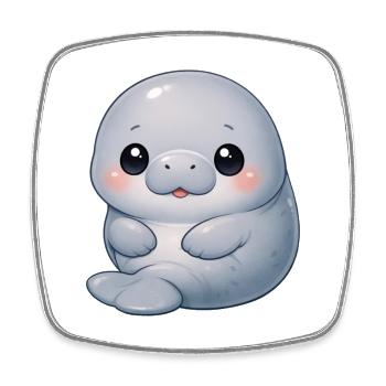 Manatee - Square fridge magnet - white - Front