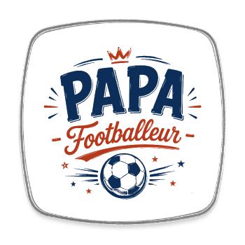 T-shirt Papa Footballeur Cadeau Humour - Magnet carré - blanc - Devant