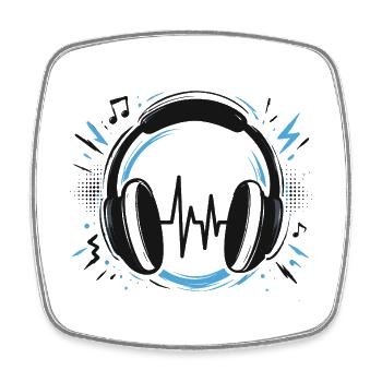 T-Shirt Kopfhörer Musik DJ Sound - Viereckiger Kühlschrankmagnet - Weiß - Vorne