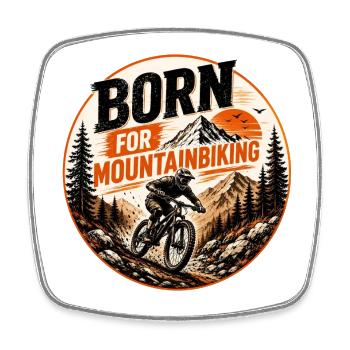 Geboren fürs Mountainbiken - Viereckiger Kühlschrankmagnet - Weiß - Vorne