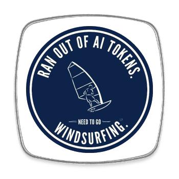 Badge des limites de jetons de planche à voile - Magnet carré - blanc - Devant