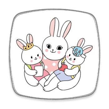 Süße Hasenfamilie mit Kindern Cartoon - Viereckiger Kühlschrankmagnet - Weiß - Vorne